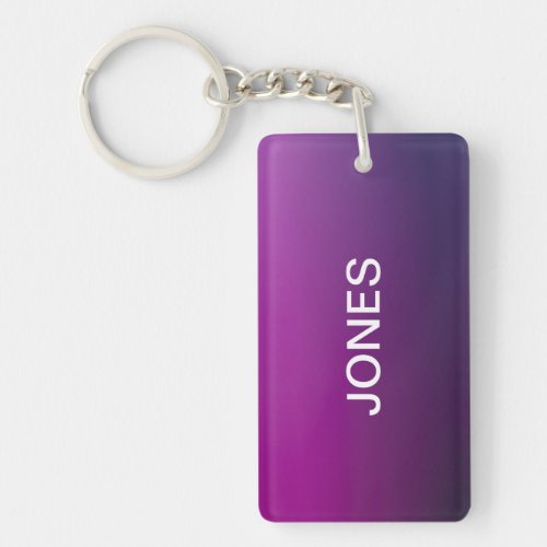 Modern Purple Gradient Ombre  Editable White Text Keychain