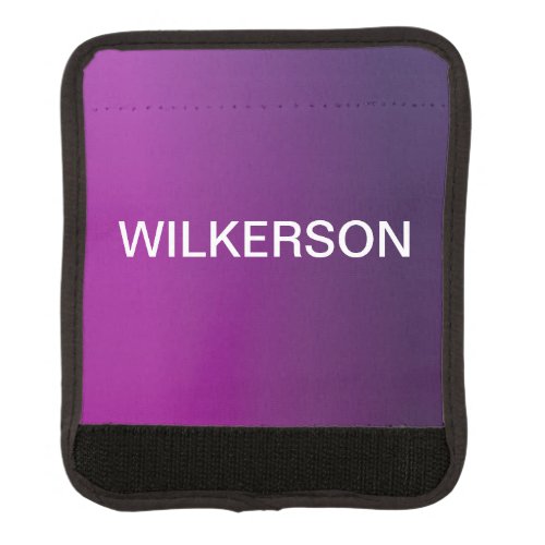 Modern Purple Gradient Ombre  Editable White Text Luggage Handle Wrap