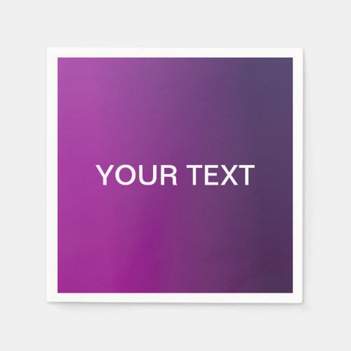 Modern Purple Gradient Ombre  Editable White Text Napkins