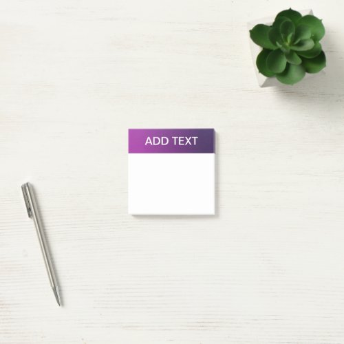 Modern Purple Gradient Ombre  Editable White Text Post_it Notes