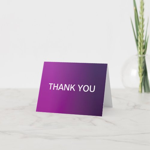 Modern Purple Gradient Ombre  Editable White Text Thank You Card