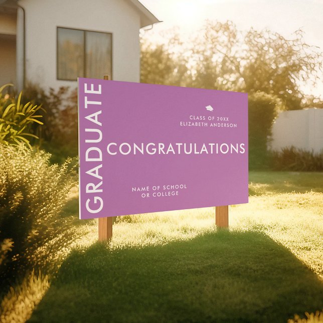 Modern Purple Graduate Student Custom Yard Sign (Creator Uploaded)