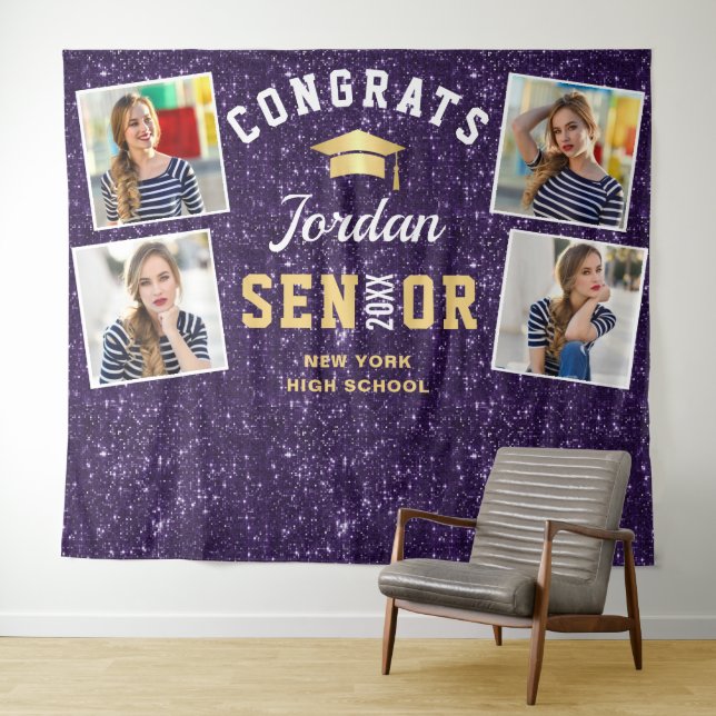 Modern Purple Graduation 4 Photo Booth Backdrop (In Situ (Horizontal))