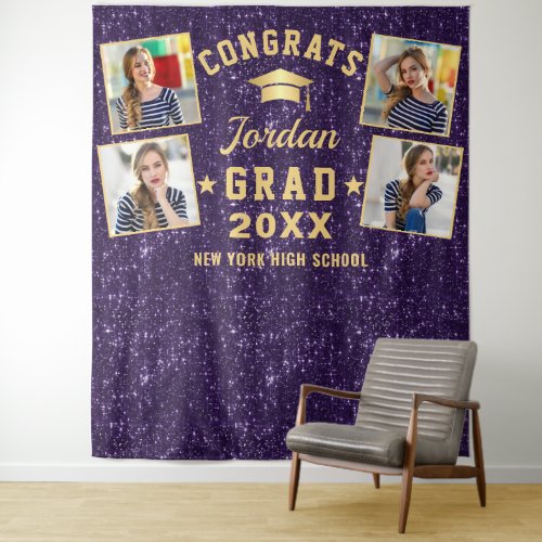 Modern Purple Graduation 4 Photo Booth Backdrop