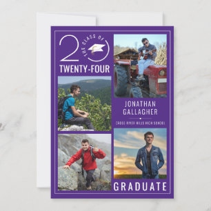 Modern Purple Graduation 4 Photos Announcement