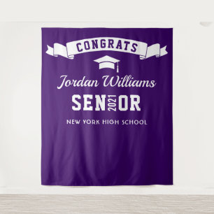 Modern Purple Graduation Party Photo Backdrop