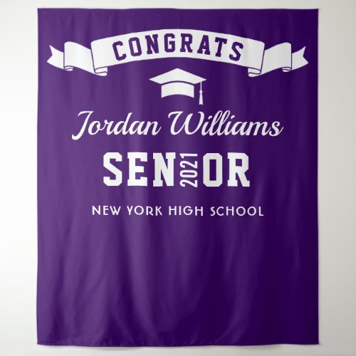 Modern Purple Graduation Party Photo Backdrop