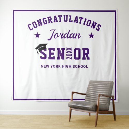 Modern Purple Graduation Photo Booth Backdrop