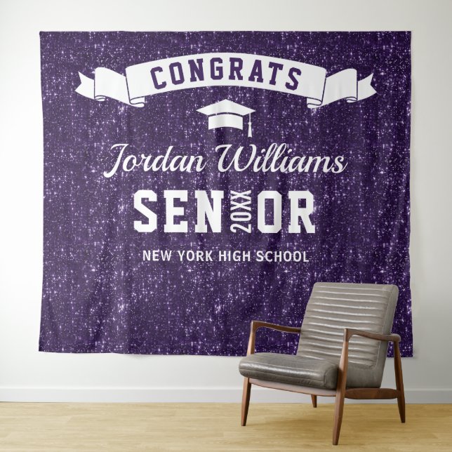 Modern Purple Graduation Photo Booth Backdrop (In Situ (Horizontal))