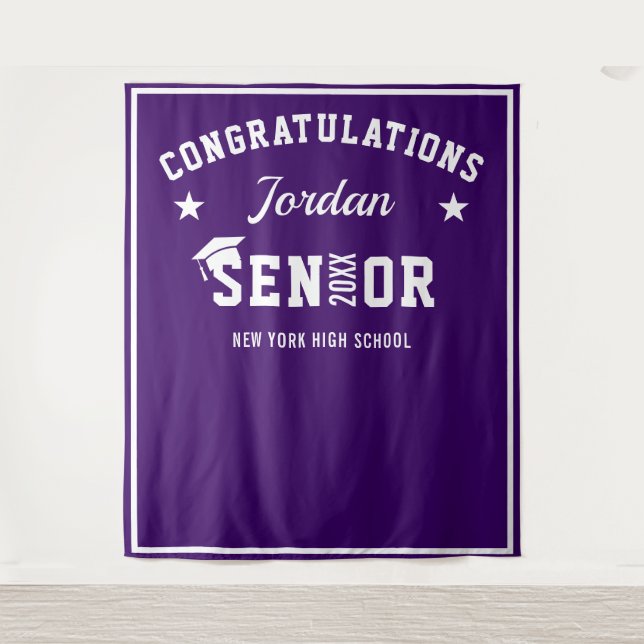 Modern Purple Graduation Photo Booth Backdrop (Front)