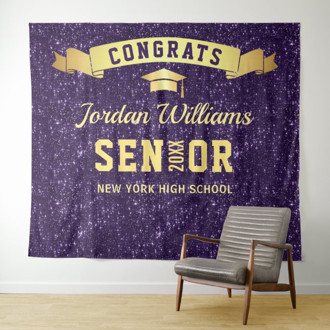 Modern Purple Graduation Photo Booth Backdrop (In Situ (Horizontal))