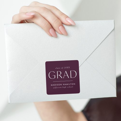 Modern Purple Graduation Square Sticker