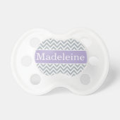 Modern Purple Gray Chevron Baby Girl Monogram Pacifier (Front)