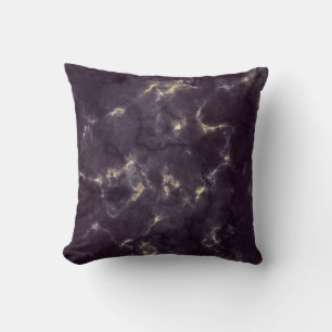 Modern Purple & Gray Marble Throw Pillow with Gold