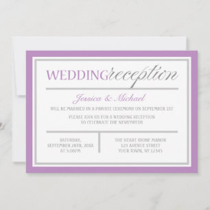 Modern Purple & Gray Wedding Reception Invitations