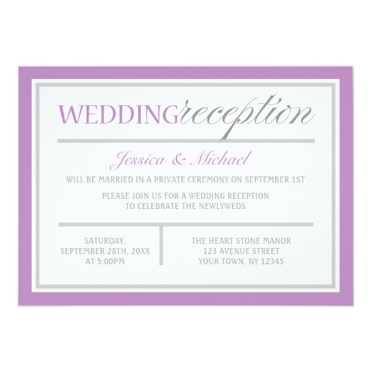 Modern Purple Gray Wedding Reception Invitations Zazzle Com