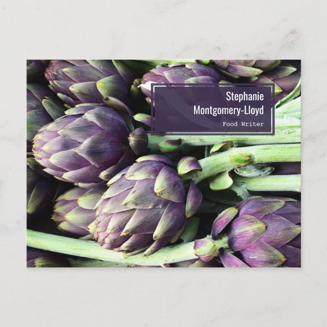 Modern Purple & Green Artichoke Photo Postcard (Front)