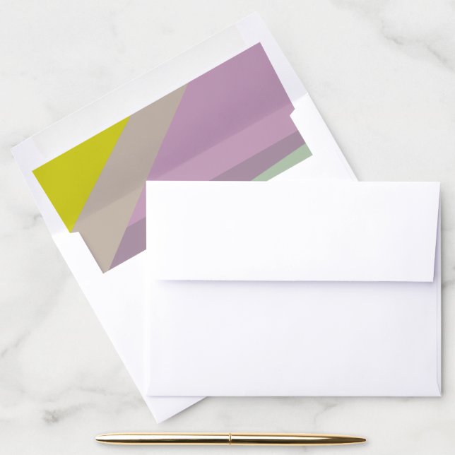 Modern Purple Green Back Photo Invitation Envelope Liner (Desk)