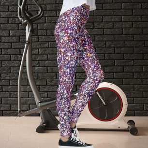 Modern Purple Grey Pink Magenta Glitter Pattern Leggings