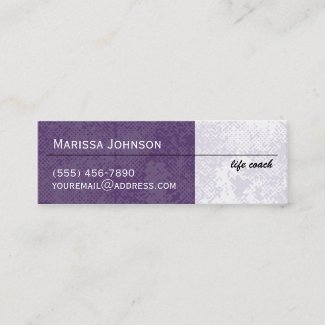 Modern Purple Grunge Chevron Mini Business Cards (Front)