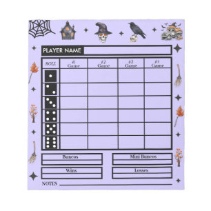 Modern Purple Halloween Theme Bunco Score Pad