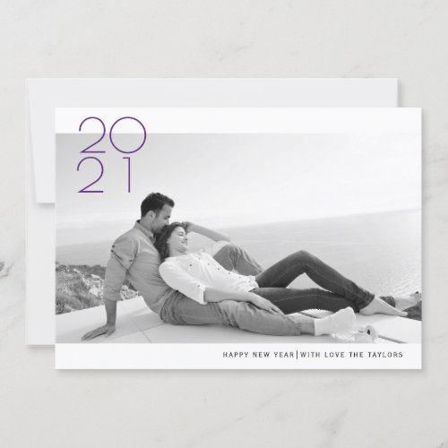 Modern purple Happy New Year 2020 photo Holiday Card