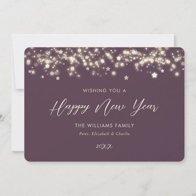 Modern Purple Happy New Year Card (Front)
