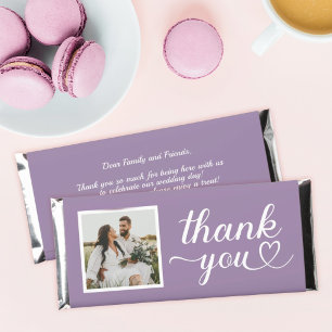 Modern Purple Heart Script Photo Thank You Hershey Bar Favors