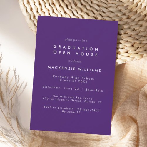 Modern Purple High School Graduation Invitation
