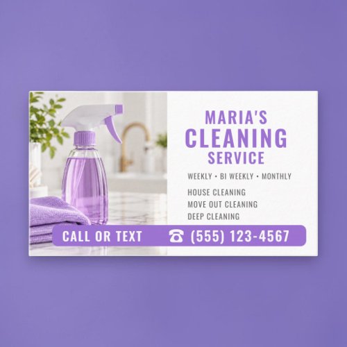 Modern Purple House Cleaning Service Business Card