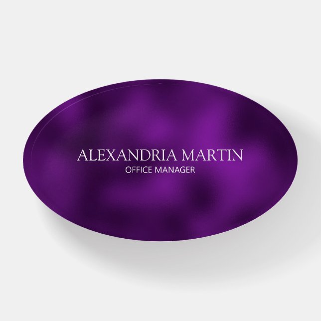 Modern Purple Job Title Name  Paperweight (Front)