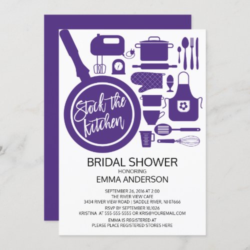 Modern Purple Kitchen Bridal Shower Invitation