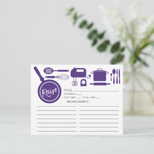 Modern Purple Kitchen Utensils Recipe Card R138076aad27e4587a395653565acb583 Ucb6j 510 