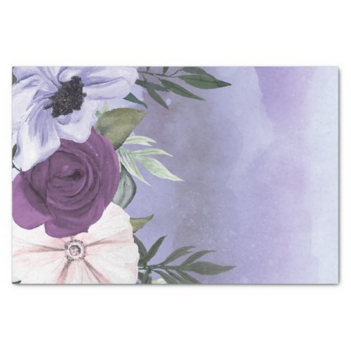 Modern Purple Lavender Floral Watercolor Wedding Tissue Paper