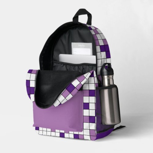 Modern Purple Lavender Geometric Grid Pattern Printed Backpack