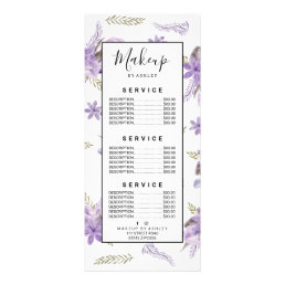 Modern purple lavender green floral watercolor rack card