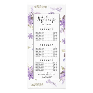 Modern purple lavender green floral watercolor rack card