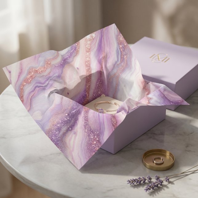 Modern Purple Lavender Marble with Glitter Veins Tissue Paper (Creator Uploaded)