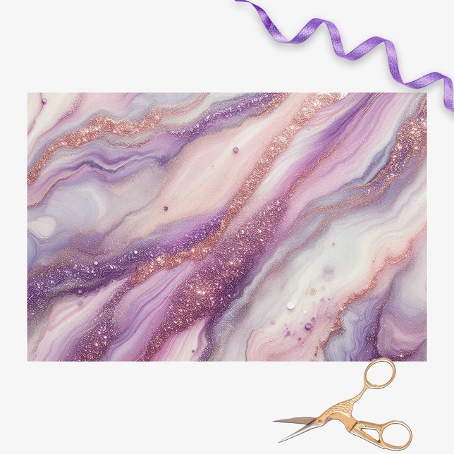 Modern Purple Lavender Marble with Glitter Veins Tissue Paper (Creator Uploaded)
