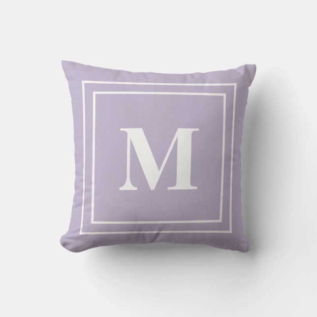 Modern Purple Lavender Monogram Throw Pillow (Front)