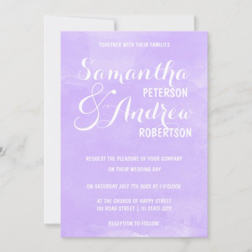 Modern purple lavender watercolor Wedding Invitation