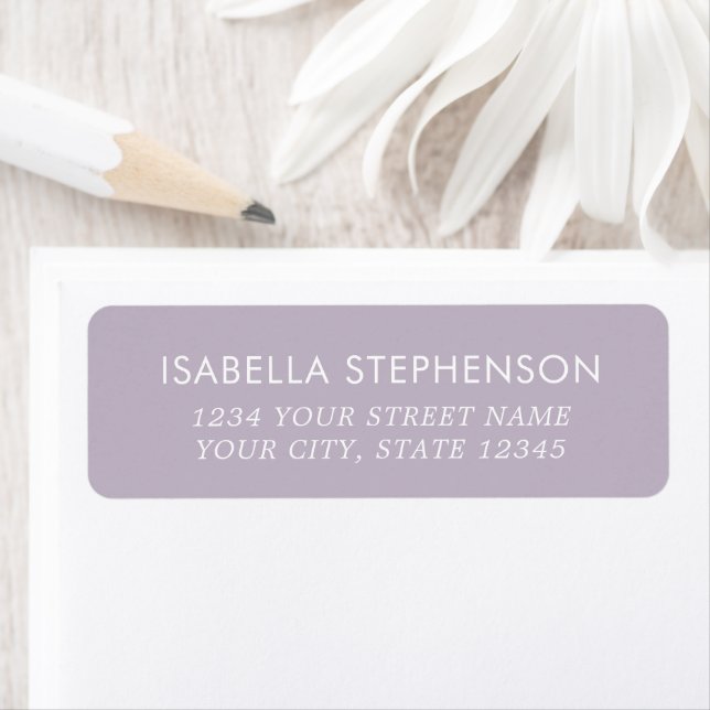 Modern Purple Lavender White Return Address Label (Insitu)