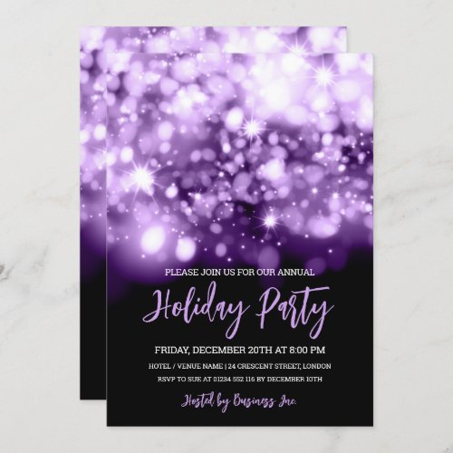 Modern Purple Lights Corporate Holiday Party  Invitation