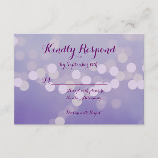 Modern Purple Lilac Bokeh Wedding RSVP Cards