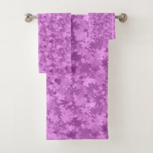 Modern Purple Lilac Flower Bloom Pattern Unique Bath Towel Set