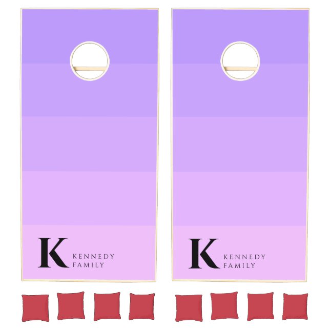 Modern Purple Lilac Ombre Classic Monogram Cornhole Set (Set)