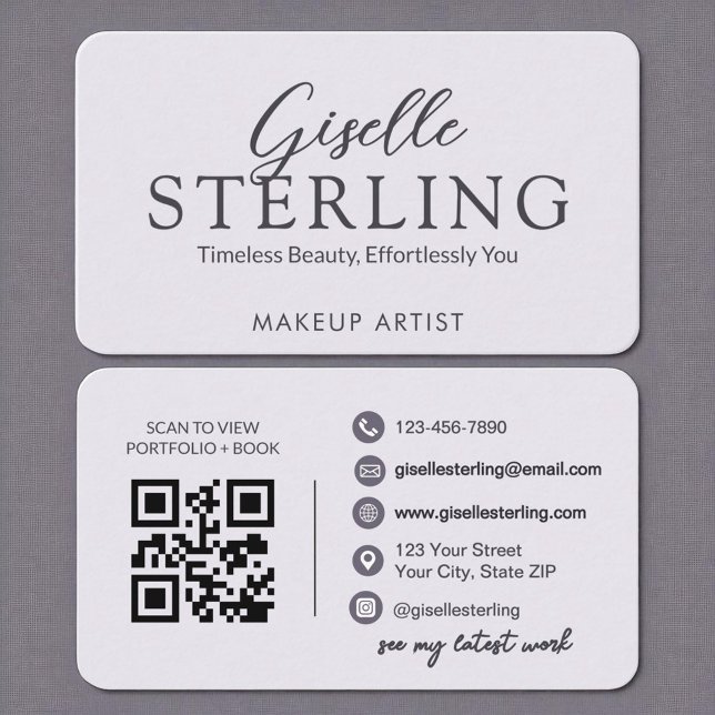 Modern Purple Lilac QR Code Script Elegant  Business Card (Creator Uploaded)