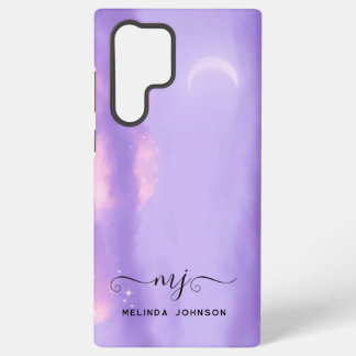 Modern Purple Lilac Sky Monogram Samsung Galaxy S22 Ultra Case