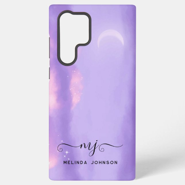 Modern Purple Lilac Sky Monogram Samsung Galaxy Case (Back)