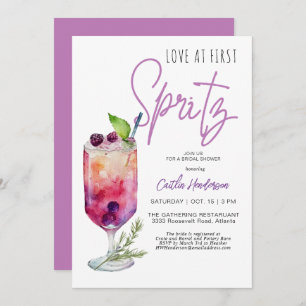 Modern Purple Love At First Spritz Bridal Shower Invitation